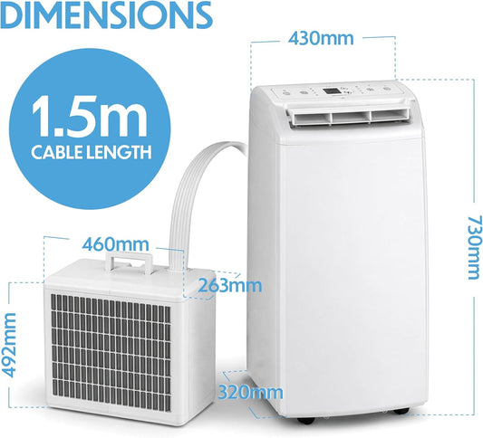 Prem-i-air 12000BTU Portable Split Air Conditioner, DC Inverter, Cooling, Heating, Fan, Dehumidifying, WiFi and Remote Control, Low Noise, New R32 Refrigerant,