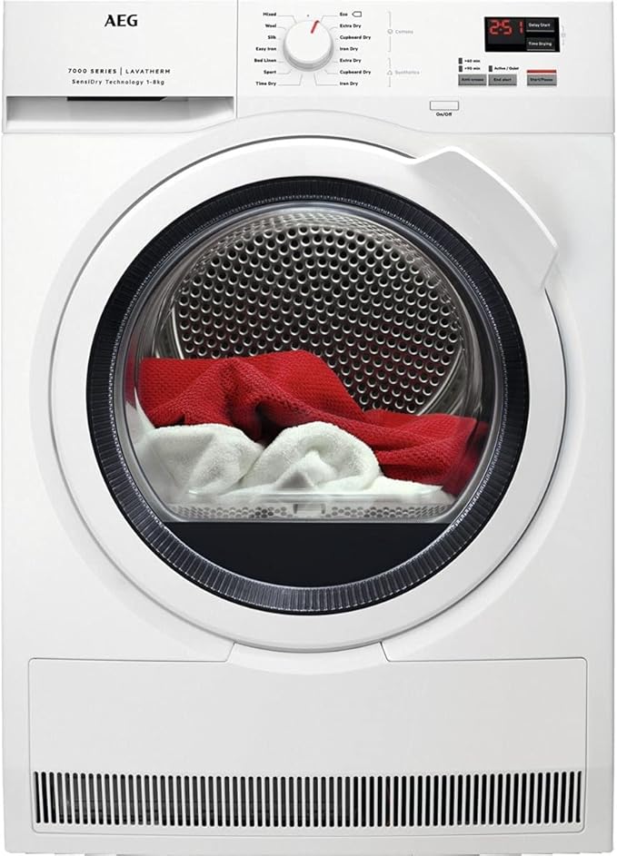 AEG T7DBK841N - White 8KG Heat Pump Condenser Dryer - A++ energy