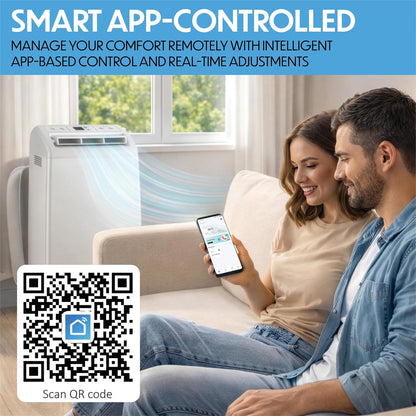 Prem-i-air 12000BTU Portable Split Air Conditioner, DC Inverter, Cooling, Heating, Fan, Dehumidifying, WiFi and Remote Control, Low Noise, New R32 Refrigerant,