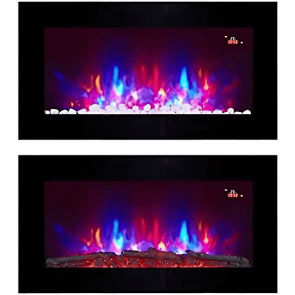 TruFlame 91cm Wide Wall Mounted Flat Black Glass Electric Fire