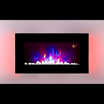 TruFlame 73cm Wide Wall Mounted Flat Black Glass Electric Fire with Glow Sides